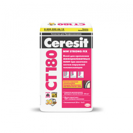 Клей для минераловатных плит Ceresit CT 180, 25кг